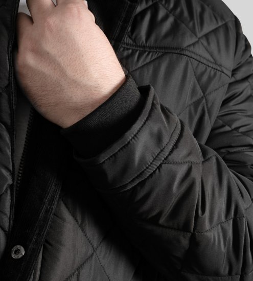 D555 Harborough Quilted Jacket with Corduroy Collar Black - Jackor - Stora jackor - 2XL-12XL
