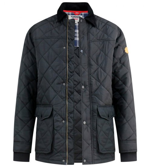 D555 Harborough Quilted Jacket with Corduroy Collar Black - Jackor - Stora jackor - 2XL-12XL