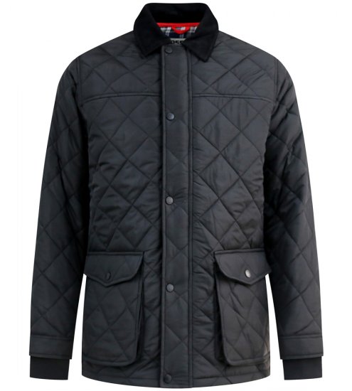 D555 Harborough Quilted Jacket with Corduroy Collar Black - Jackor - Stora jackor - 2XL-12XL