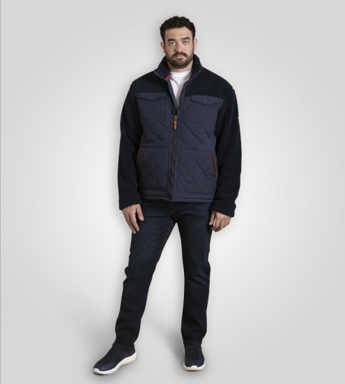 D555 Northampton Hybrid Sherpa Quilted Micro Fleece Jacket Navy - Jackor - Stora jackor - 2XL-12XL