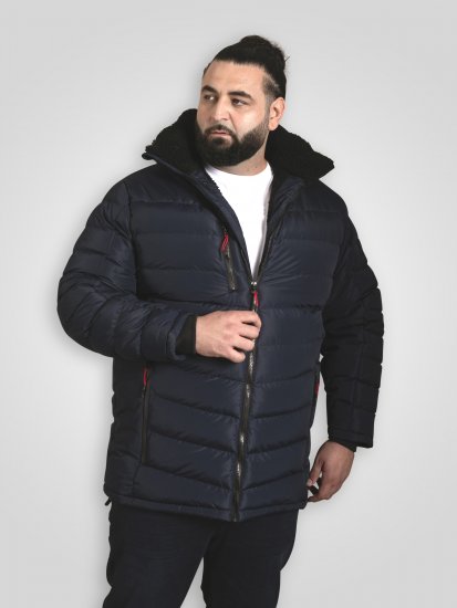 D555 Workington Vadderad Jacka med Huva och Sherpafoder Marinblå - Jackor - Stora jackor - 2XL-12XL