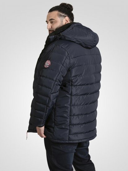D555 Workington Vadderad Jacka med Huva och Sherpafoder Marinblå - Jackor - Stora jackor - 2XL-12XL