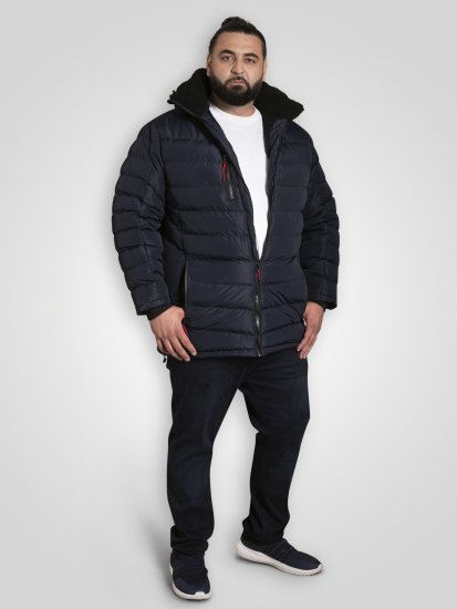 D555 Workington Vadderad Jacka med Huva och Sherpafoder Marinblå - Jackor - Stora jackor - 2XL-12XL