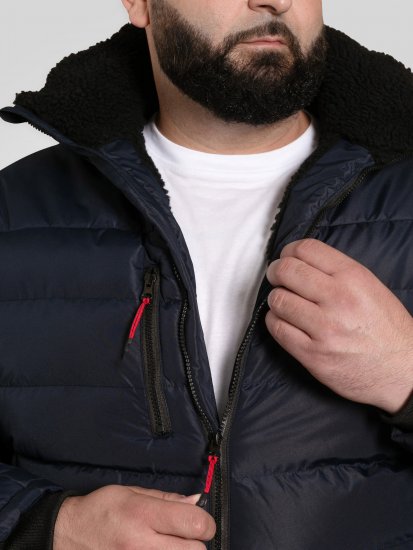 D555 Workington Vadderad Jacka med Huva och Sherpafoder Marinblå - Jackor - Stora jackor - 2XL-12XL