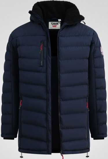 D555 Workington Vadderad Jacka med Huva och Sherpafoder Marinblå - Jackor - Stora jackor - 2XL-12XL
