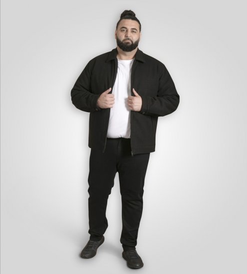 D555 Epsom Harrington Jacket with Zip Through Collared Melton Black - Jackor - Stora jackor - 2XL-12XL
