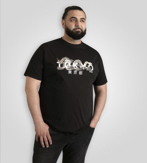 D555 Ginza Tokyo with Dragon Crew Neck T-shirt Black - T-shirts - Stora T-shirts - 2XL-14XL
