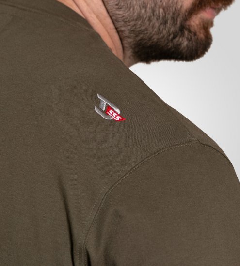 D555 Stockton Gorilla Playing Drums Crew Neck T-Shirt Khaki - T-shirts - Stora T-shirts - 2XL-14XL