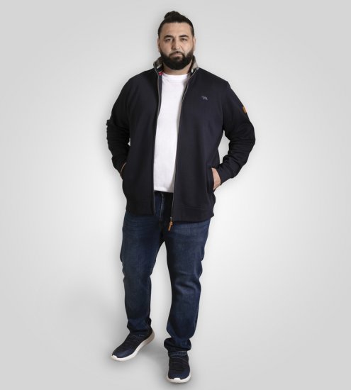 D555 Johnson Zip Through Fleece Sweatshirt with Chest Embroidery Navy - Tröjor & hoodies - Stora hoodies & tröjor - 2XL-14XL