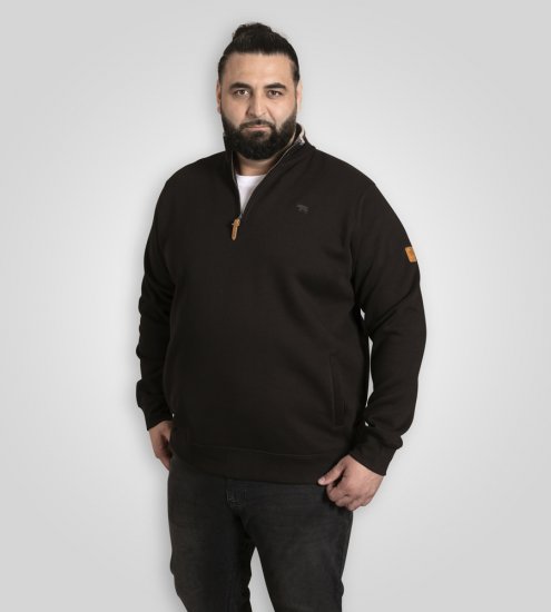 D555 Russel Fleece Sweatshirt with Chest Embroidery Black - Tröjor & hoodies - Stora hoodies & tröjor - 2XL-14XL
