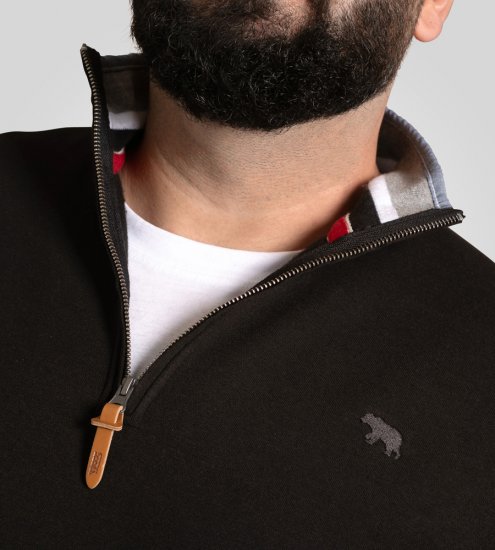 D555 Russel Fleece Sweatshirt with Chest Embroidery Black - Tröjor & hoodies - Stora hoodies & tröjor - 2XL-14XL
