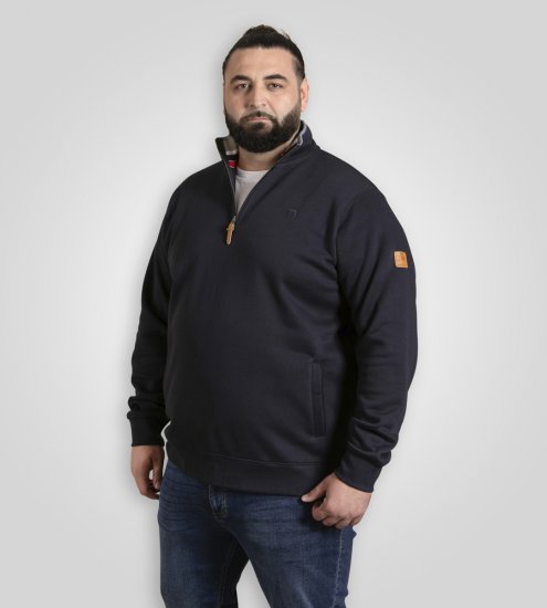D555 Russel Zip Through Fleece Sweatshirt with Chest Embroidery Navy - Tröjor & hoodies - Stora hoodies & tröjor - 2XL-14XL