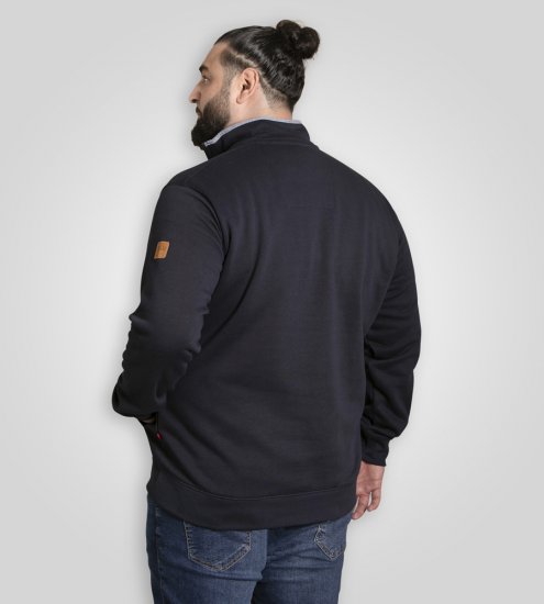 D555 Russel Zip Through Fleece Sweatshirt with Chest Embroidery Navy - Tröjor & hoodies - Stora hoodies & tröjor - 2XL-14XL
