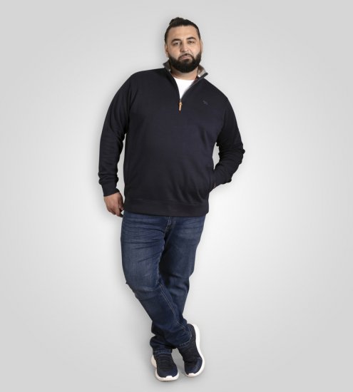 D555 Russel Zip Through Fleece Sweatshirt with Chest Embroidery Navy - Tröjor & hoodies - Stora hoodies & tröjor - 2XL-14XL