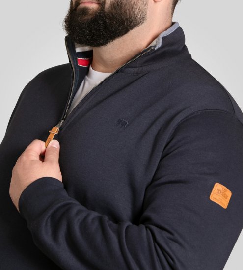 D555 Russel Zip Through Fleece Sweatshirt with Chest Embroidery Navy - Tröjor & hoodies - Stora hoodies & tröjor - 2XL-14XL