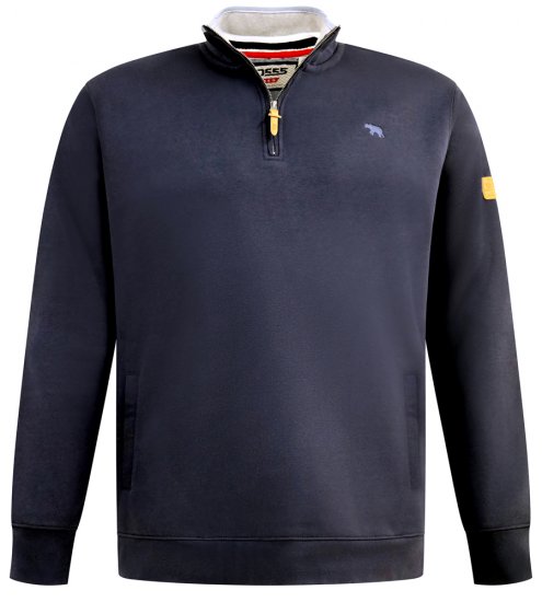 D555 Russel Zip Through Fleece Sweatshirt with Chest Embroidery Navy - Tröjor & Hoodies - Stora hoodies & tröjor - 2XL-14XL