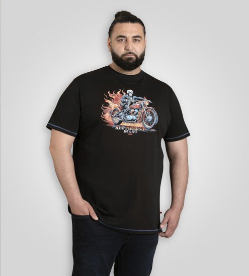 D555 Dewsbury Skeleton on Bike Crew Neck T-Shirt Black - T-shirts - Stora T-shirts - 2XL-14XL