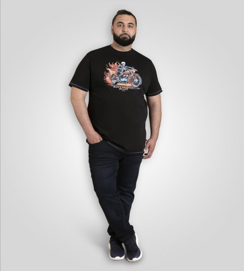 D555 Dewsbury Skeleton on Bike Crew Neck T-Shirt Black - T-shirts - Stora T-shirts - 2XL-14XL