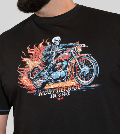D555 Dewsbury Skeleton On Bike Crew Neck T-Shirt Black TALL SIZE - HERRKLÄDER MT-6XLT - Kläder för långa män
