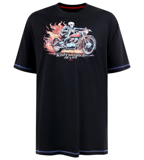 D555 Dewsbury Skeleton on Bike Crew Neck T-Shirt Black - T-shirts - Stora T-shirts - 2XL-14XL