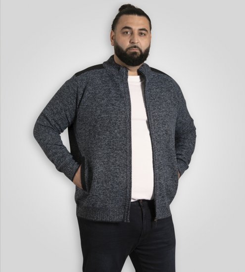 D555 Dereham 1 Stickad Cardigan med Dragkedja och Foder Marinblå - Tröjor & hoodies - Stora hoodies & tröjor - 2XL-14XL