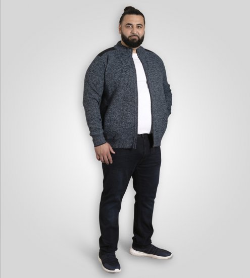 D555 Dereham 1 Stickad Cardigan med Dragkedja och Foder Marinblå - Tröjor & hoodies - Stora hoodies & tröjor - 2XL-14XL