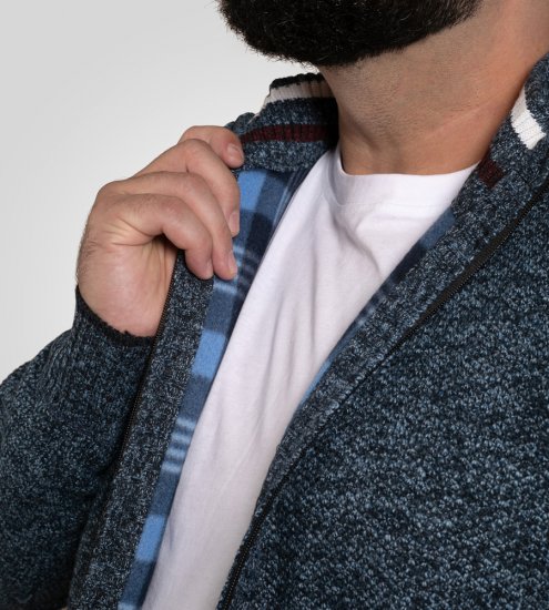 D555 Dereham 1 Stickad Cardigan med Dragkedja och Foder Marinblå - Tröjor & hoodies - Stora hoodies & tröjor - 2XL-14XL