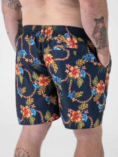 D555 Dawson AO Badshorts med Hawaiitryck Marinblå - Underkläder & badkläder - Stora underkläder för män