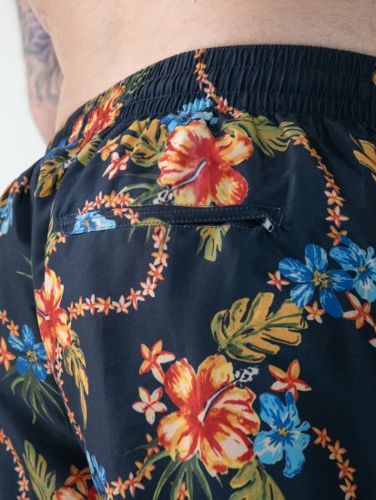 D555 Dawson AO Badshorts med Hawaiitryck Marinblå - Underkläder & badkläder - Stora underkläder för män