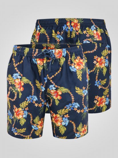D555 Dawson AO Badshorts med Hawaiitryck Marinblå - Underkläder & badkläder - Stora underkläder för män