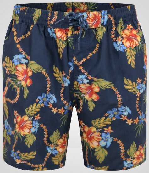 D555 Dawson AO Badshorts med Hawaiitryck Marinblå - Underkläder & badkläder - Stora underkläder för män