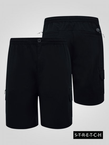 D555 Thomas Stretch Shorts med Elastisk Midja Svart - Shorts - Stora shorts W40-W60