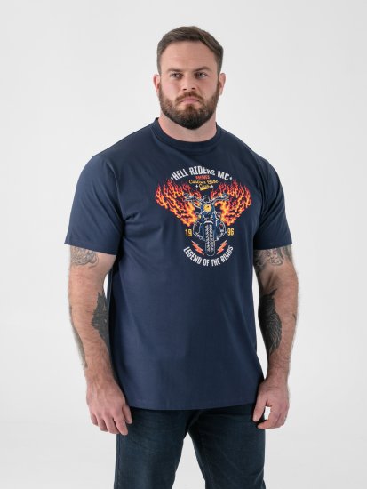 D555 Hockney T-shirt med Motorcykeltryck Marinblå - T-shirts - Stora T-shirts - 2XL-14XL