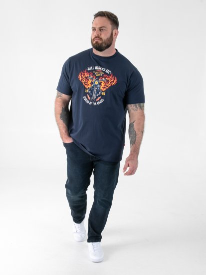 D555 Hockney T-shirt med Motorcykeltryck Marinblå - T-shirts - Stora T-shirts - 2XL-14XL