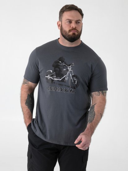 D555 Craig Gorilla Biker T-shirt med tryck Mörkgrå - T-shirts - Stora T-shirts - 2XL-14XL