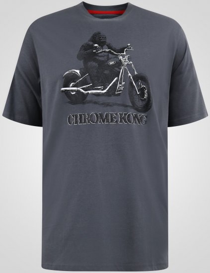 D555 Craig Gorilla Biker T-shirt med tryck Mörkgrå - T-shirts - Stora T-shirts - 2XL-14XL