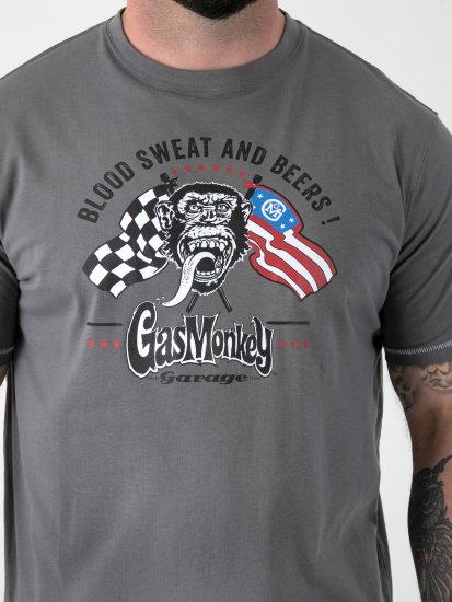 D555 Jasper Official Gas Monkey T-shirt med tryck Grå - T-shirts - Stora T-shirts - 2XL-14XL