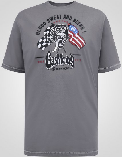 D555 Jasper Official Gas Monkey T-shirt med tryck Grå - T-shirts - Stora T-shirts - 2XL-14XL