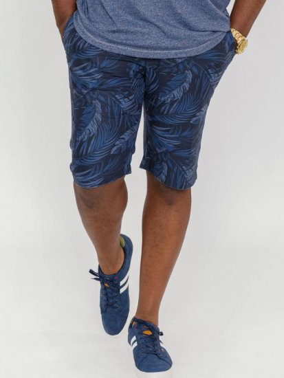D555 Panther Hawaiian Leaf Ao Print Stretch Chino Shorts - Shorts - Stora shorts W40-W60