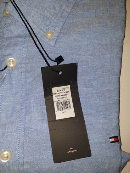 Tommy Hilfiger Cotton/linen Short Sleeve Shirt Blue - Motleys galna aprilrea - 