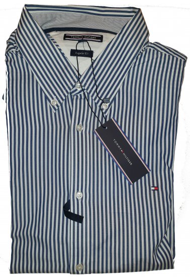 Tommy Hilfiger North Stripe Long Sleeve Shirt Blue/White - Motleys galna aprilrea - 