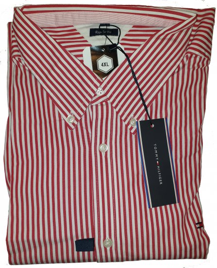 Tommy Hilfiger North Stripe Long Sleeve Shirt Red - Motleys galna aprilrea - 