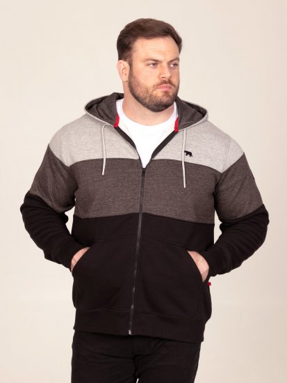 D555 Fitzgerald Zip Through Hoody With Cut & Sew Panels Svart - Tröjor & hoodies - Stora hoodies & tröjor - 2XL-14XL