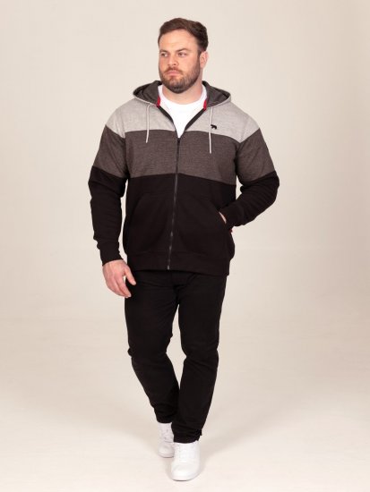 D555 Fitzgerald Zip Through Hoody With Cut & Sew Panels Svart - Tröjor & hoodies - Stora hoodies & tröjor - 2XL-14XL