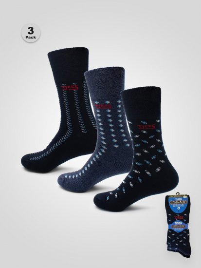 D555 Harold 3 Extra Wide Comfort Fit Socks 3-pack Navy/Denim - Underkläder & badkläder - Stora underkläder för män