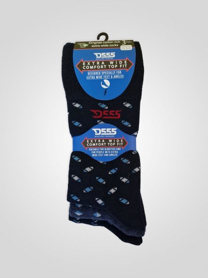 D555 Harold 3 Extra Wide Comfort Fit Socks 3-pack Navy/Denim - Underkläder & badkläder - Stora underkläder för män