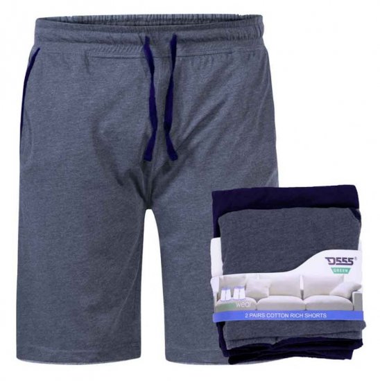 D555 Cobra Two Pack Elasticated Waist Band Jersey Shorts With Pockets - Mjukisbyxor och -shorts - Mjukisbyxor & Mjukisshorts 2XL-12XL