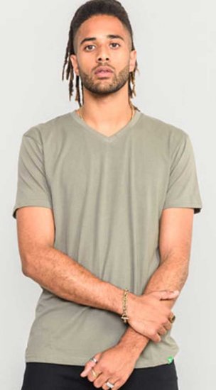 D555 Signature V-neck T-shirt Khaki - T-shirts - Stora T-shirts - 2XL-14XL