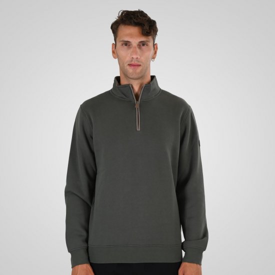 Double Outfitters MTOP-1163 Sweatshirt med halv dragkedja Khaki - Tröjor & hoodies - Stora hoodies & tröjor - 2XL-14XL