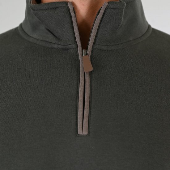 Double Outfitters MTOP-1163 Sweatshirt med halv dragkedja Khaki - Tröjor & hoodies - Stora hoodies & tröjor - 2XL-14XL